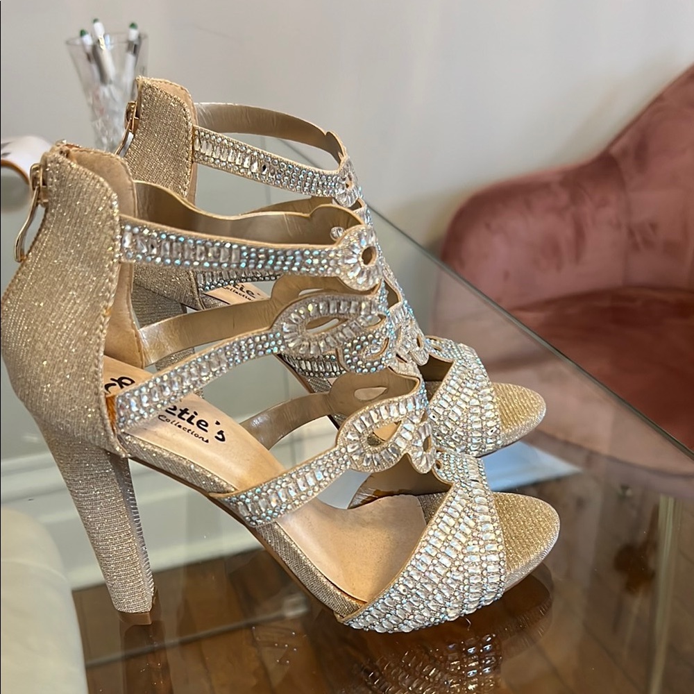 Silver and Gold Strappy Heels.  New w box.